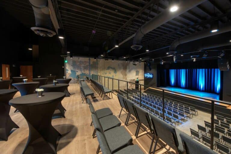 interior view of The Virginia with a view of the stage from the balcony